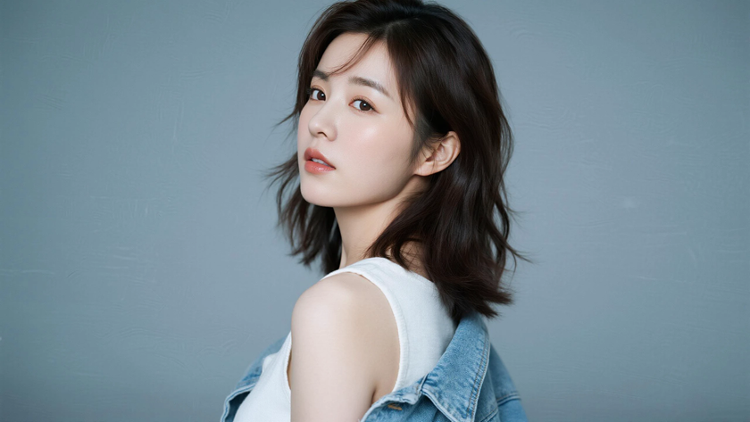 AI纯色极简模特气质奶白甜酷少女,无水印壁纸
