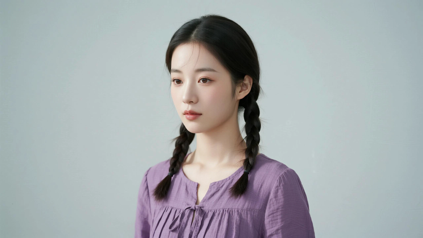 AI暖浅柔光清新治愈棉麻垂坠柔和质感女生,高清壁纸
