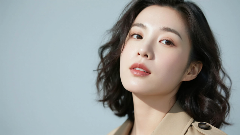 AI纯色极简清新治愈燕麦大地温柔慵懒少女,无水印壁纸