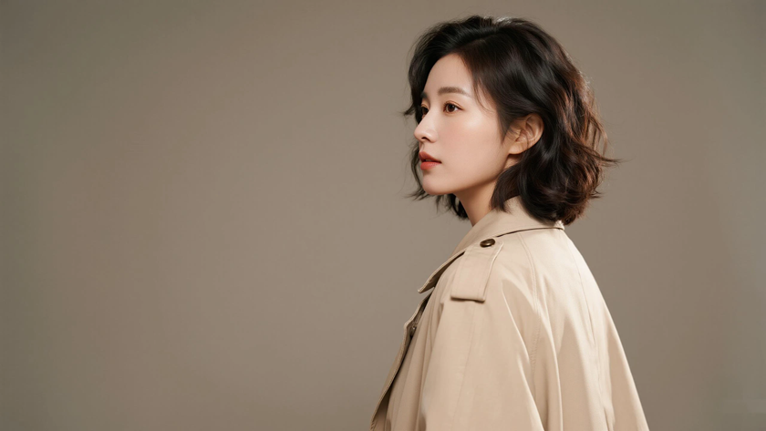AI秋日暖调柔光清新治愈垂坠风衣柔和质感女生,高清壁纸