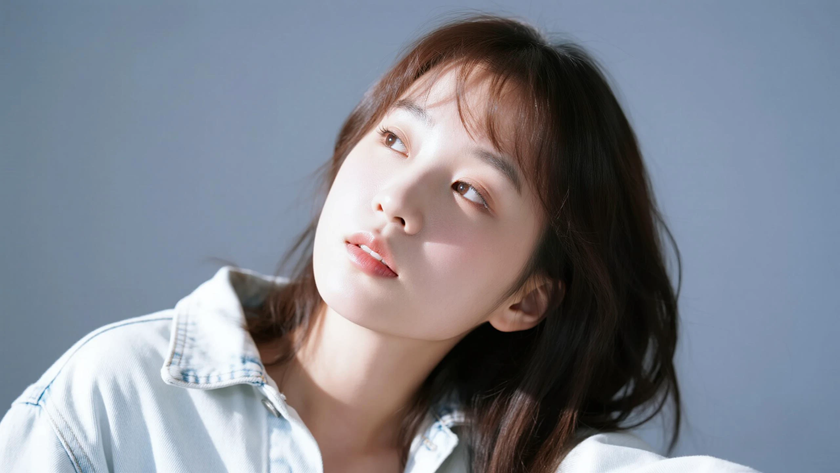 AI纯色极简清新治愈奶白纯净元气少女，无水印壁纸