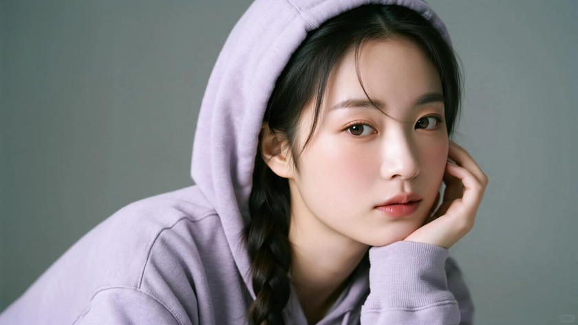 AI柔和柔光清新治愈宽松卫衣软糯舒适质感女生,高清壁纸