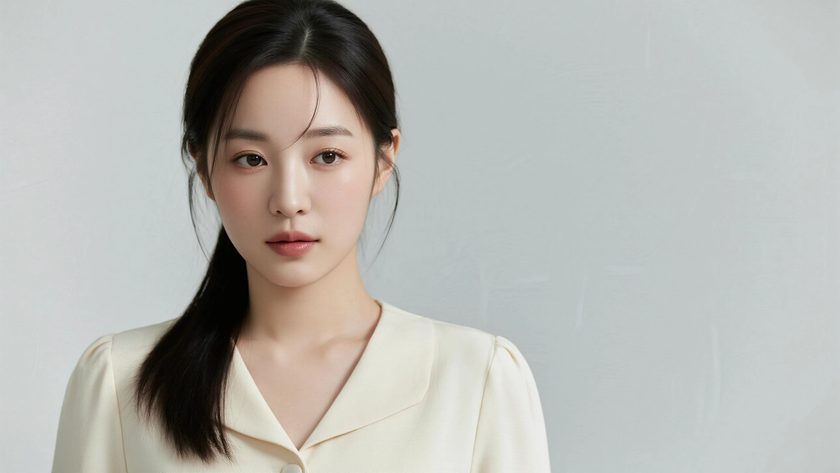 AI暖浅柔光清新治愈翻领长裙垂坠细腻质感女生,高清壁纸