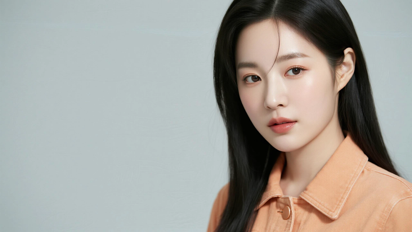 AI纯色极简清新治愈橘奶暖调温柔少女，无水印壁纸