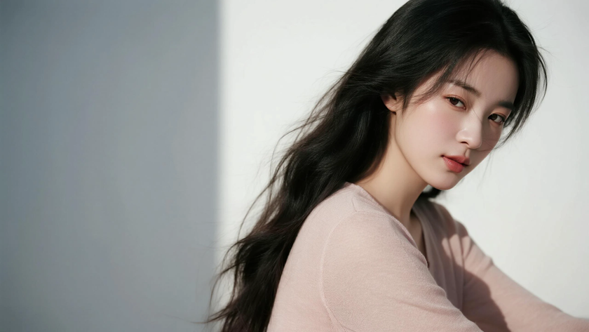 AI柔和柔光清新治愈薄针织衬衣细腻柔软质感女生，高清壁纸