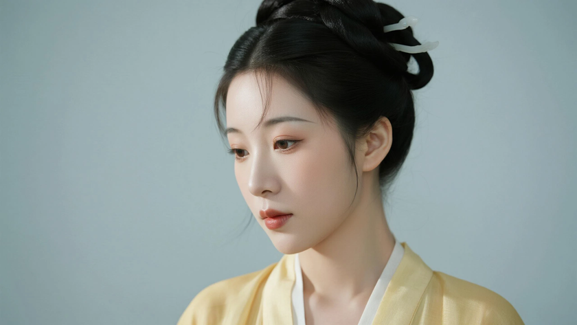 AI明亮柔光国风古风魏晋杂裾多层薄纱飘逸质感女生，高清壁纸