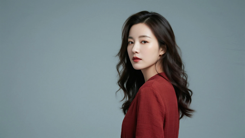 AI复古暖红温柔文艺职场女性无水印壁纸