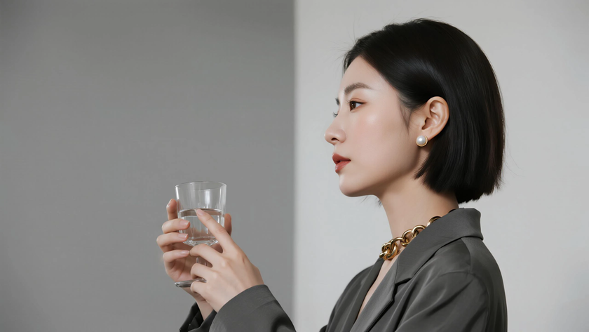 AI中性冷调光影模特气质简约通勤质感女生,高清壁纸