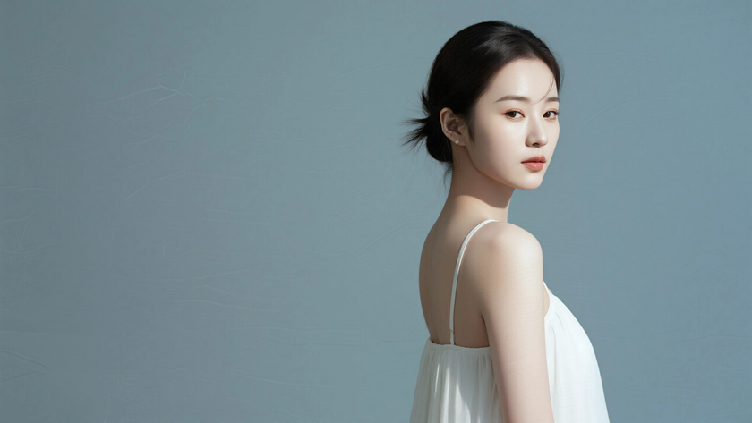 AI纯色极简模特气质纯白极简清冷女生,无水印壁纸