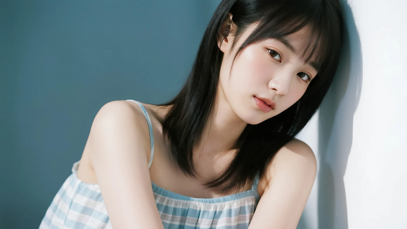 AI湖青色恬淡干净女生无水印电脑壁纸