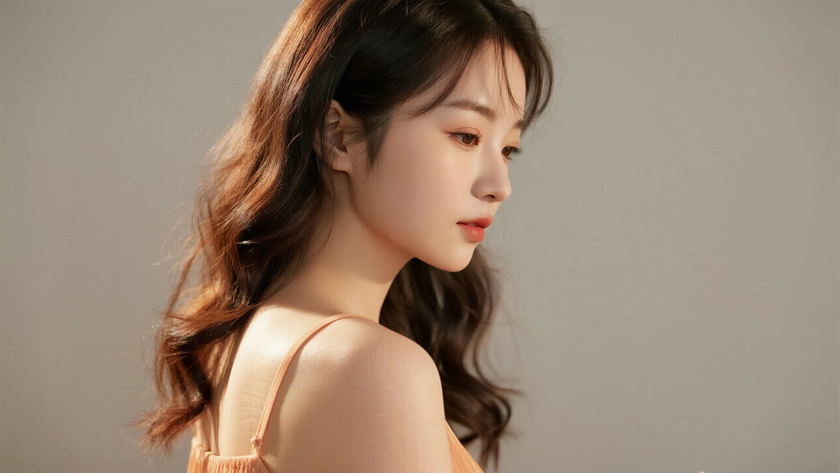 AI浅橘杏明媚元气女生无水印电脑壁纸