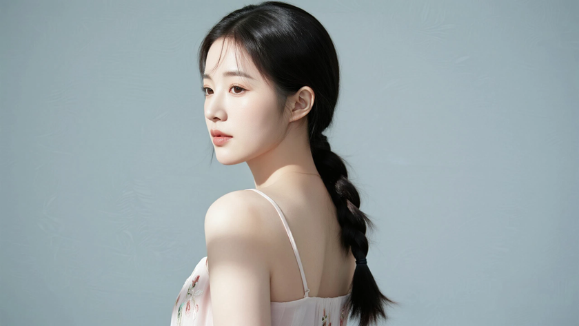 AI浅藕白温柔恬静女生无水印电脑壁纸