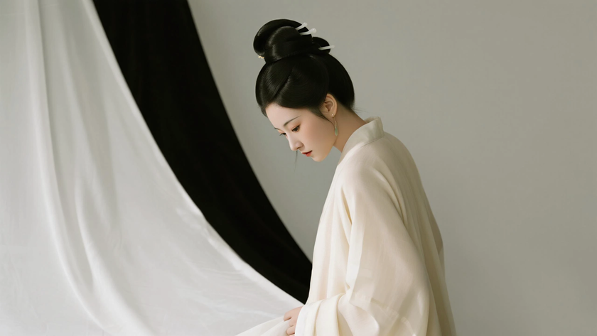 AI古典柔光国风古风汉代大袖衫质感女生,高清壁纸