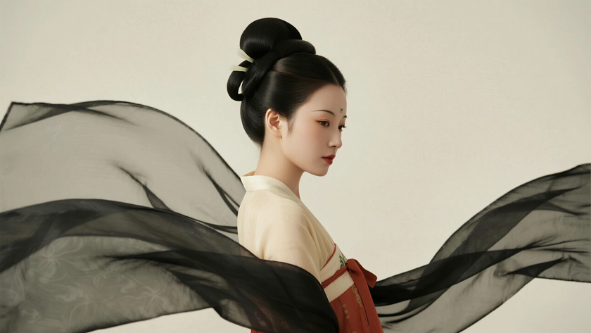 AI古典柔光国风古风秦朝襦裙质感女生，高清壁纸