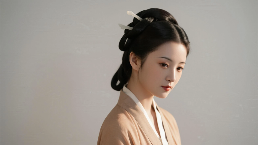 AI古典柔光国风古风汉代背子质感女生，高清壁纸