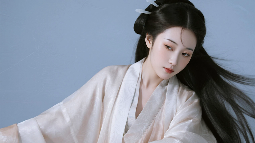 AI古典柔光国风古风汉代大袖罗衫质感女生,高清壁纸