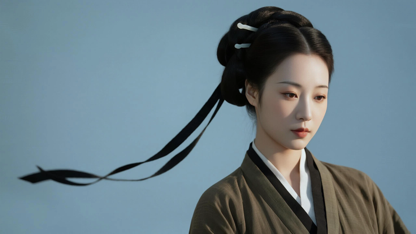 AI古典柔光国风古风秦朝直裾质感女生，高清壁纸