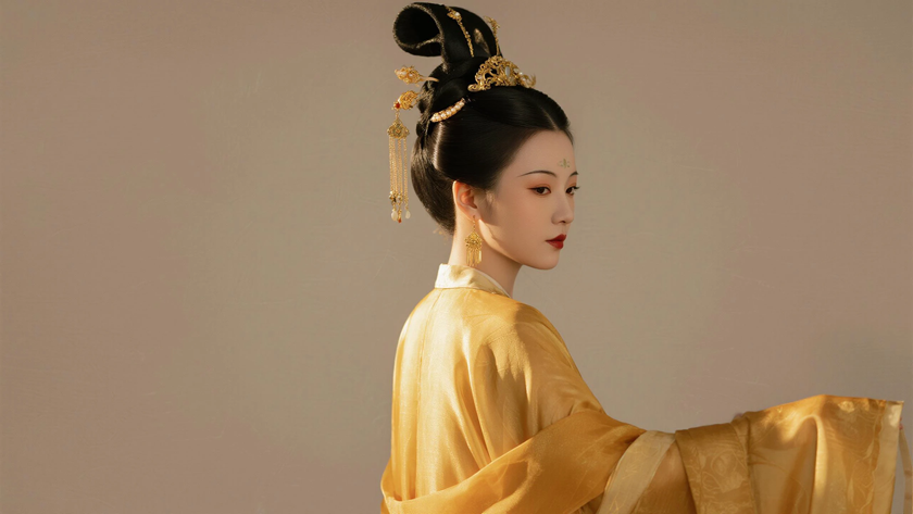 AI纯色极简国风古风秦朝古典优雅女生,无水印壁纸