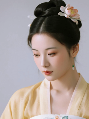 AI国风古风电脑桌面壁纸 | 鹅黄杂裾娇俏灵动女生8K超高清无水印套图