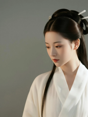 AI国风古风电脑桌面壁纸 | 月白广袖清冷仙气女生8K超高清无水印套图