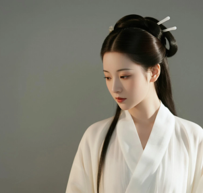 AI国风古风电脑桌面壁纸 | 月白广袖清冷仙气女生8K超高清无水印套图