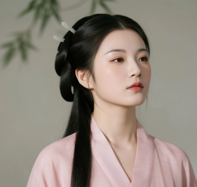 AI国风古风电脑桌面壁纸 | 藕粉衫裙柔美娇俏女生8K超高清无水印套图