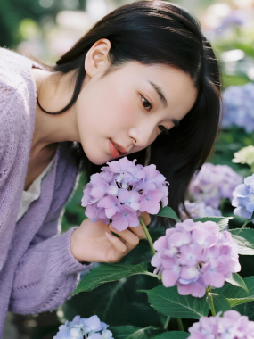 清新治愈高清图集 | 女生绣球花唯美套图