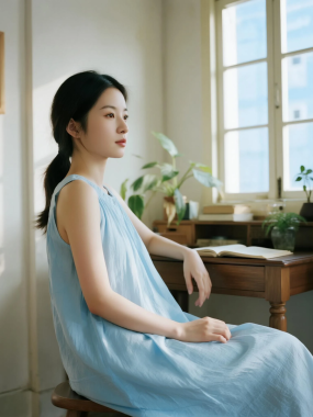 清新治愈高清图集 | 女生窗边书桌舒适套图