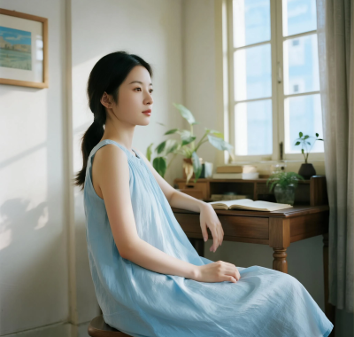 清新治愈高清图集 | 女生窗边书桌舒适套图
