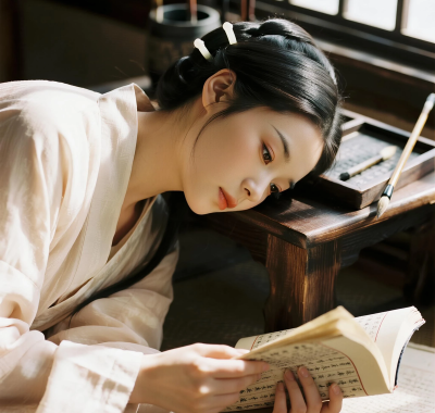 国风古风高清图集 | 女生窗边书卷书香套图