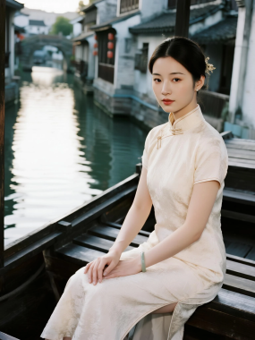 4K温婉手机AI壁纸 | 江南水乡旗袍美人竖屏套图