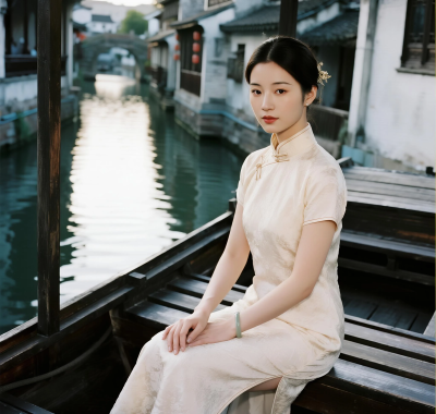 4K温婉手机AI壁纸 | 江南水乡旗袍美人竖屏套图