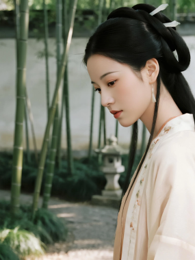 国风古风高清图集 | 女子竹林小径禅意套图