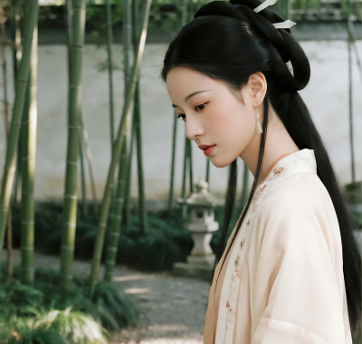 国风古风高清图集 | 女子竹林小径禅意套图