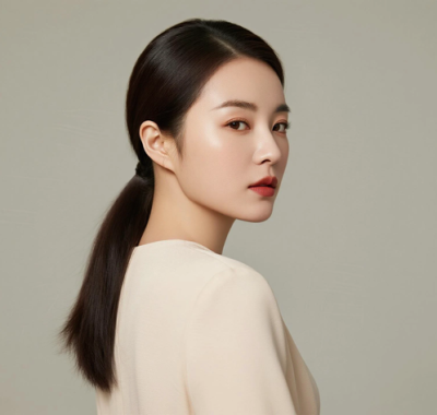 AI都市白领电脑桌面壁纸 | 浅杏翻领长款长裙雅致恬静女生8K超高清无水印套图