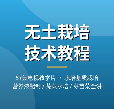 无土栽培技术视频教程57集 水培营养液配制蔬菜水培夸克网盘下载