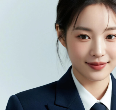 AI模特气质电脑壁纸 | 藏青套装干练高级高清套图