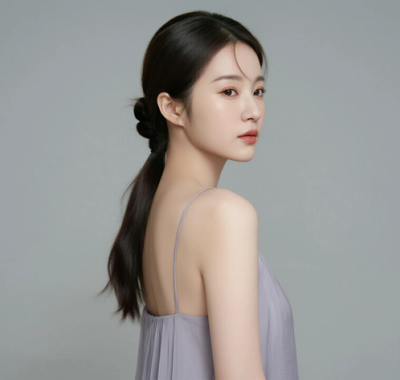AI清新治愈电脑桌面壁纸 | 淡芋灰纯色吊带长裙安静治愈女生8K无水印套图
