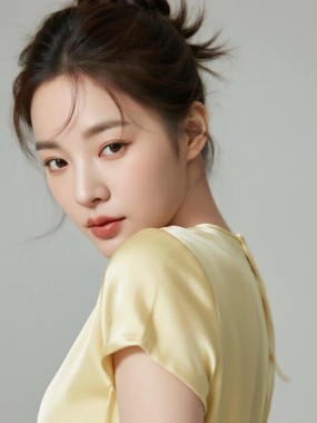 AI模特气质电脑桌面壁纸 | 鹅黄穿搭灵动亮眼女生8K超高清无水印套图