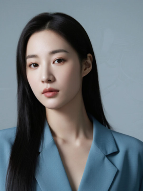 AI模特气质电脑桌面壁纸 | 雾霾蓝穿搭清冷优雅女生8K超高清无水印套图