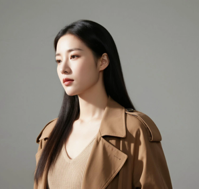 AI模特气质电脑桌面壁纸 | 驼色长风衣秋季穿搭优雅女生8K无水印套图