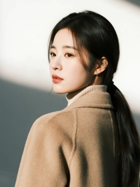 AI模特气质电脑桌面壁纸 | 燕麦色大衣冬季穿搭温柔女生8K无水印套图
