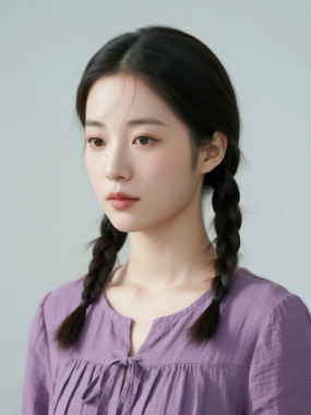 AI清新治愈电脑桌面壁纸 | 芋紫长裙温柔甜美女生8K超高清无水印套图