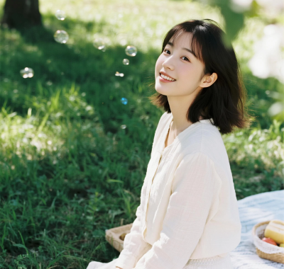 清新治愈高清图集 | 女生草地柔光治愈套图