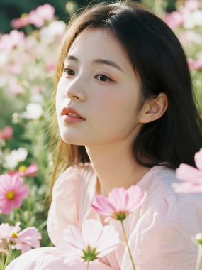 清新治愈高清图集 | 女生浅粉花卉唯美套图