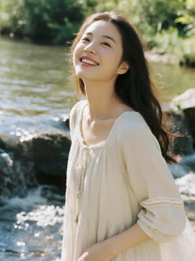 溪水旁治愈女生图集 | 清澈自然唯美套图
