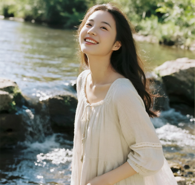 溪水旁治愈女生图集 | 清澈自然唯美套图