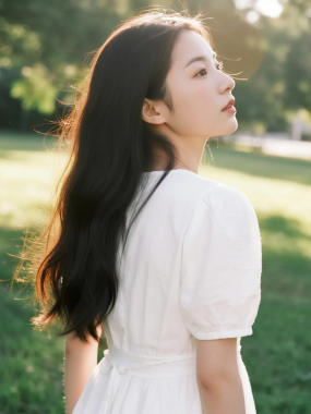 草坪白裙清新图集 | 温柔少女唯美套图