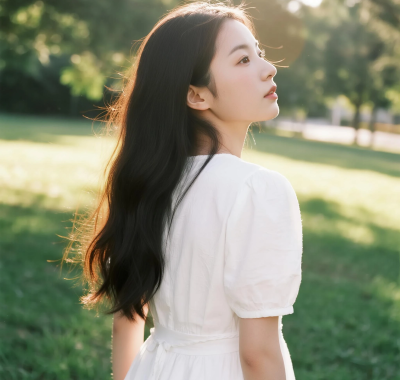 草坪白裙清新图集 | 温柔少女唯美套图