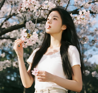 花树下温柔少女图集 | 光影清新唯美套图